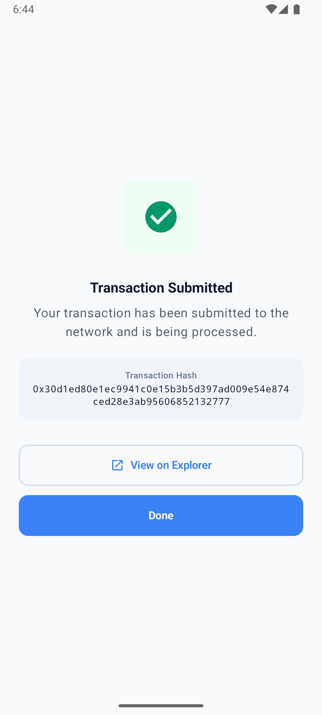 Transaction submitted