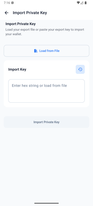 Import screen