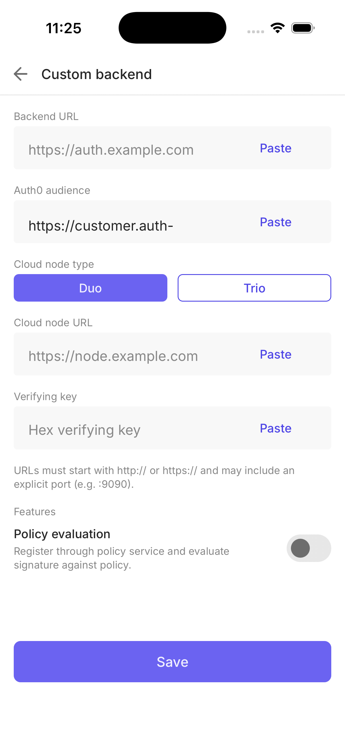 Custom backend form